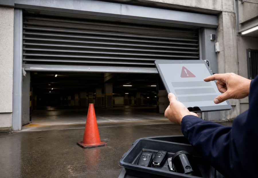 Imagen de Puertas automáticas: problema practico - Avisos urgentes de acceso